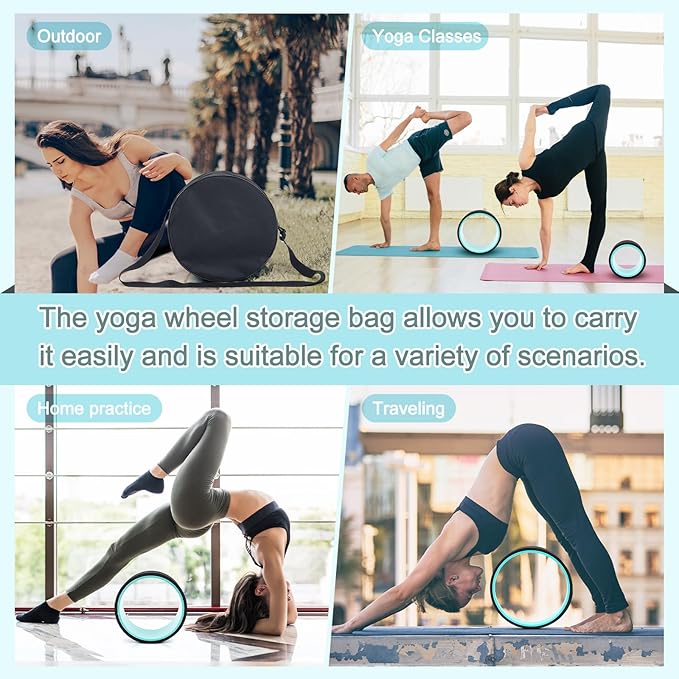 6 Pcs Back Roller Wheel Foam Padded Back Stretcher Wheel, Relaxation Yoga Roller with Carrying Bag and Upper Posture Corrector, for Pain Relief, Muscle Massage, Physical Therapy Exercise