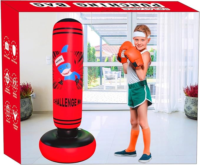Punching Bag Kid,Boxing Bag for Kids,Inflatable Dummy, Inflatable Punching Bag, De-Stress Boxing Bag for Kids.