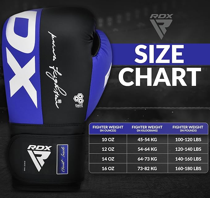 RDX Boxing Gloves, Maya Hide Leather Training Gloves for Muay Thai, Kickboxing, Sparring, Punch Bag, Punching Bag, Kickboxing Gloves, Martial Arts Training, Home Gym, Men, Women, 8 10 12 14 16 oz