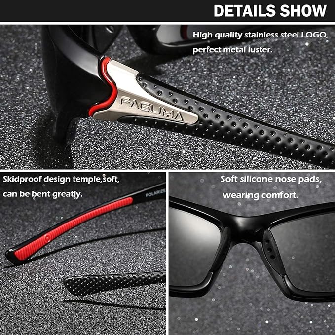 FAGUMA Sports Polarized Sunglasses For Men Cycling Driving Fishing UV400 Protection