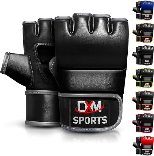 DXM SPORTS MMA Gloves for Men & Women, Martial Arts Bag Gloves, Kickboxing Gloves with Open Palms, Boxing Gloves for Punching Bag, Sparring, Muay Thai, MMA