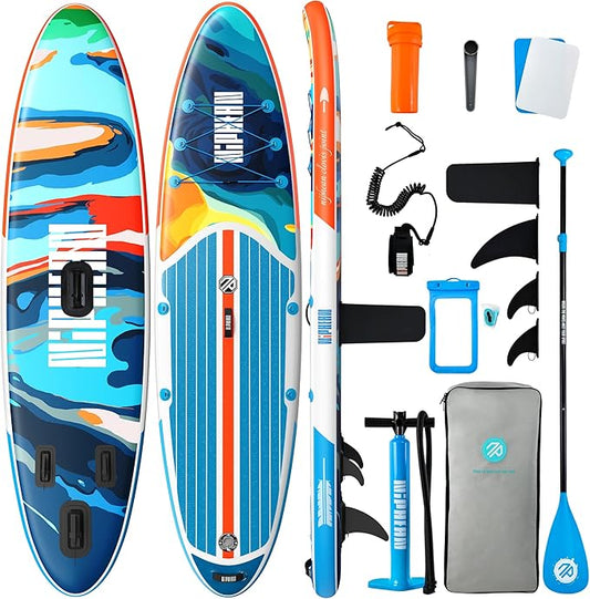 Niphean Inflatable Stand Up Paddle Board with SUP Accessories, Anti-Slip EVA Deck, 10’6’’ Inflatable Paddle Boards for Adults & Youth of All Skill Levels