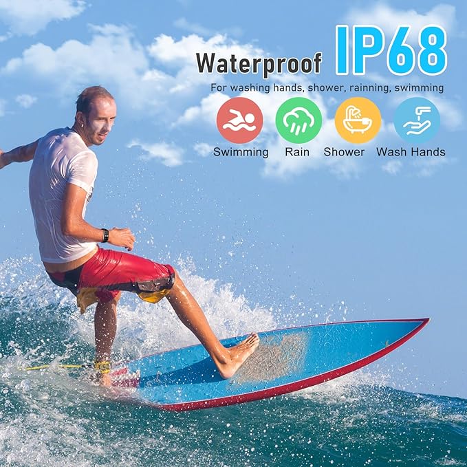 Fitness Tracker with Step Counter/Calories/Stopwatch, Activity Tracker, Health Tracker with Heart Rate Monitor, Sleep Tracker,1.47'' Touch Color Screen, Pedometer Watch for Women Men Kids