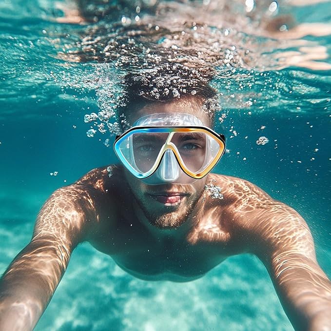 Scuba Diving Mask for Adults - Premium Anti-Fog Snorkeling Mask Comfortable & Leak-Proof Swim Goggles with Nose Cover for Scuba Diving, Snorkeling & Underwater Adventures