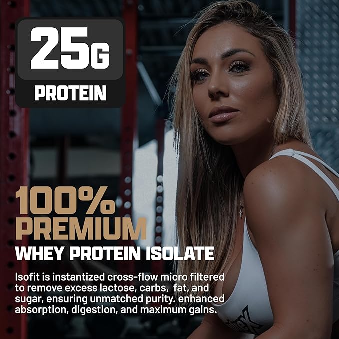 Nutrex Research IsoFit Chocolate Whey Isolate Protein Powder 100% Whey Protein Isolate | Muscle Recovery, Naturally High EAAs | Fast Absorbing, Easy Digestion | (Chocolate Shake 2lbs 30 Servings)