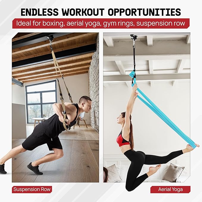 Yes4All Punching Bag Hanger, Stainless Steel Swivel Chain with 4 Snap Hooks for Heavy Bag, Gym Swing, Trapeze, and Hammock