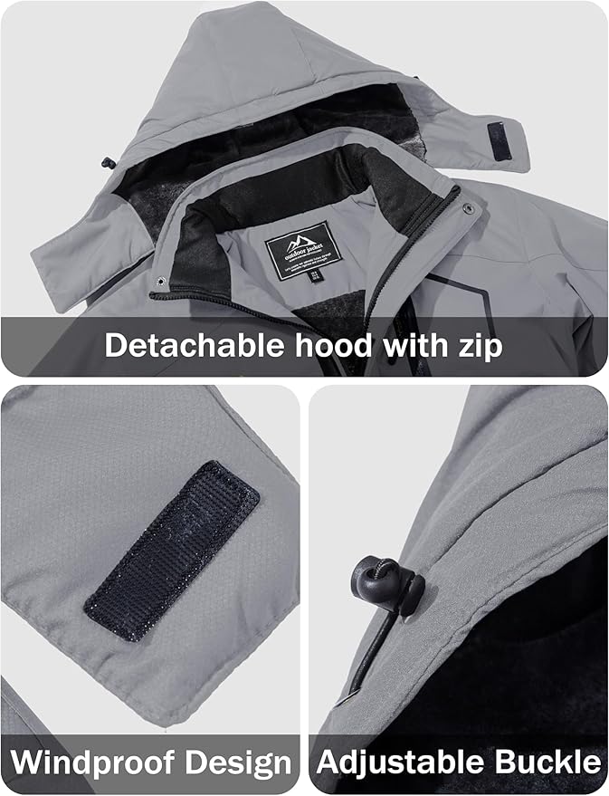 MAGCOMSEN Men's Winter Coats Water Resistant Ski Snow Jacket Warm Fleece Jacket Parka Raincoats With Multi-Pockets