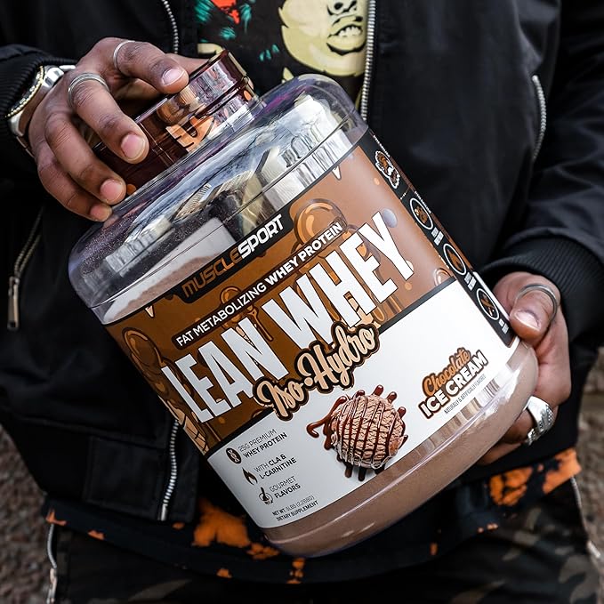 Musclesport Lean Whey Revolution™ Protein Powder - Whey Protein Isolate - Low Calorie, Low Carb, Low Fat, Incredible Flavors - 25g Protein per Scoop - 5lb Chocolate Ice Cream