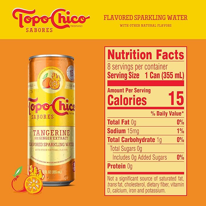 Topo Chico Sabores Tangerine with Ginger Extract 12oz 8pk