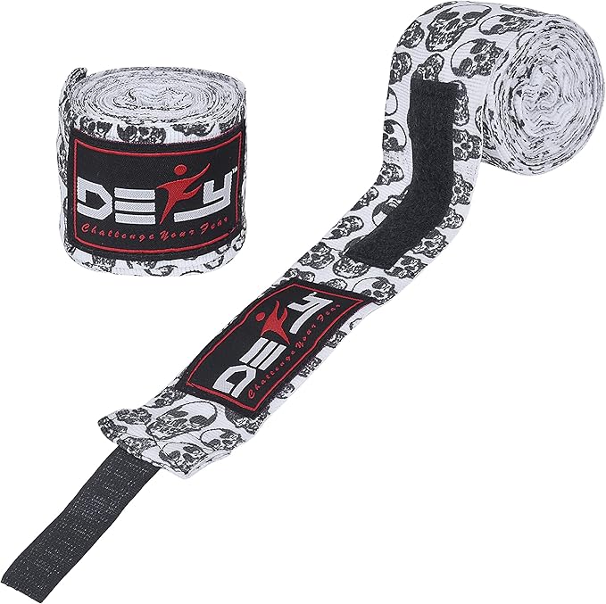 DEFY Professional 180 Inch Hand Wraps for Boxing Muay Thai MMA Elastic Bandages for Men & Women -Pair