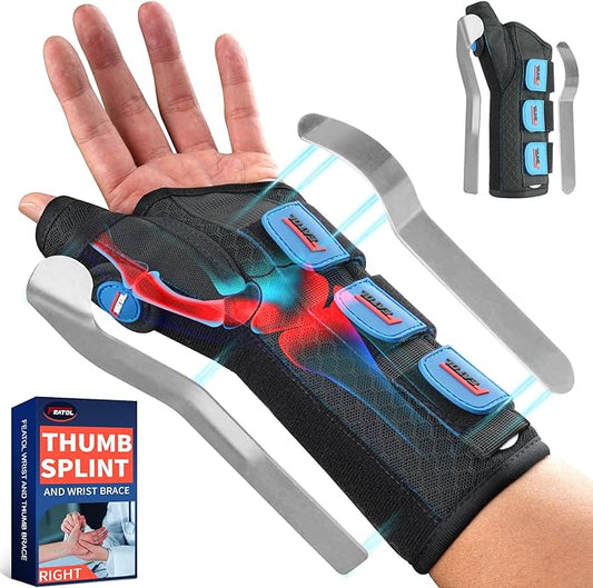 FEATOL Carpal Tunnel Wrist Brace Night Support, Thumb Spica Splint Left Hand for De Quervains Tenosynovitis, Tendonitis, Wrist Brace With Thumb Support-Large/XLarge-Women & Men, Black