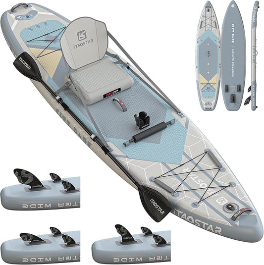 City Park 12'×35" Extra Wide Paddle Board with Seat, One-Stop Premium SUP Board Gears, Tailored 5 Fins, Stable Inflatable Stand Up Paddle Boards for Youth/Adults of All Levels