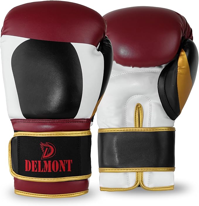 Delmont Boxing Gloves for Men and Women - Heavy Bag, Kickboxing, Sparring & Training Gloves with Multi-Layer Padding, Wrist Support & Breathable Lining - Pro Gloves for Adult Fighters & Beginners