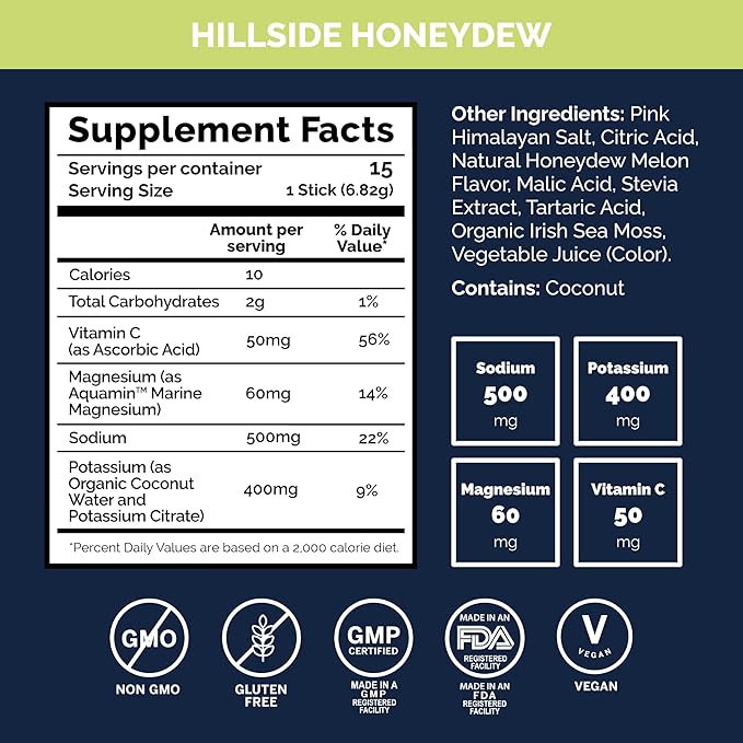 Voli Electrolytes Powder Packets | No Added Sugar Electrolyte Drink Mix for Hydration | Keto & Fasting Friendly, Natural Superfoods & Minerals | Honeydew, 15-Count