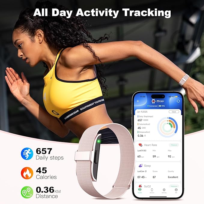 Sleep & Fitness Tracker Wristband for Women Men | 24/7 Heart Rate, Blood Oxygen & Stress Monitor | Step & Calorie Counter | IP68 Waterproof Activity Tracker, No Subscription Fee (Pink)