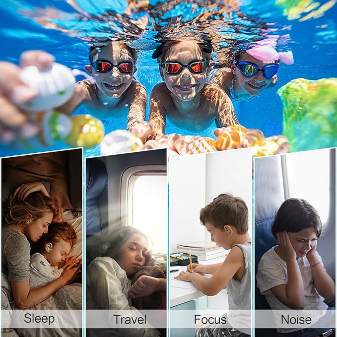 Kids Swimming Ear Plugs,3 Pairs Waterproof Reusable Silicone Child Swim Earplugs for Swimming Surfing Bathing Showering,Small Children Water Ear Plugs Suitable for Boys and Girls (Kids 4-12 Years Old)