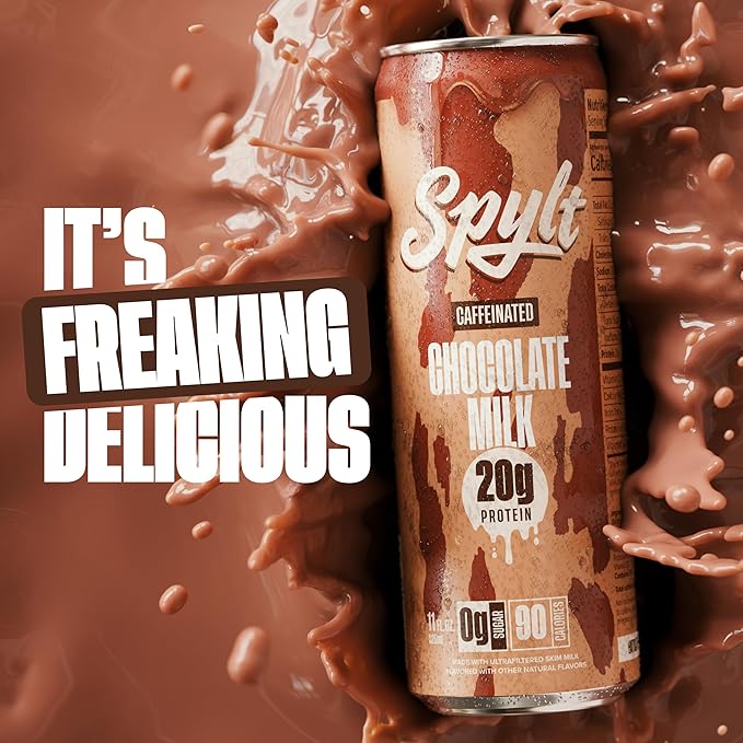 High Protein Chocolate Milk with 60mg Caffeine & 20g Protein - 90 Calories, Ready to Drink, Sugar Free, Lactose Free Milk, Perfect for Workout Recovery & Afternoon Pick Me Up - 12 Count