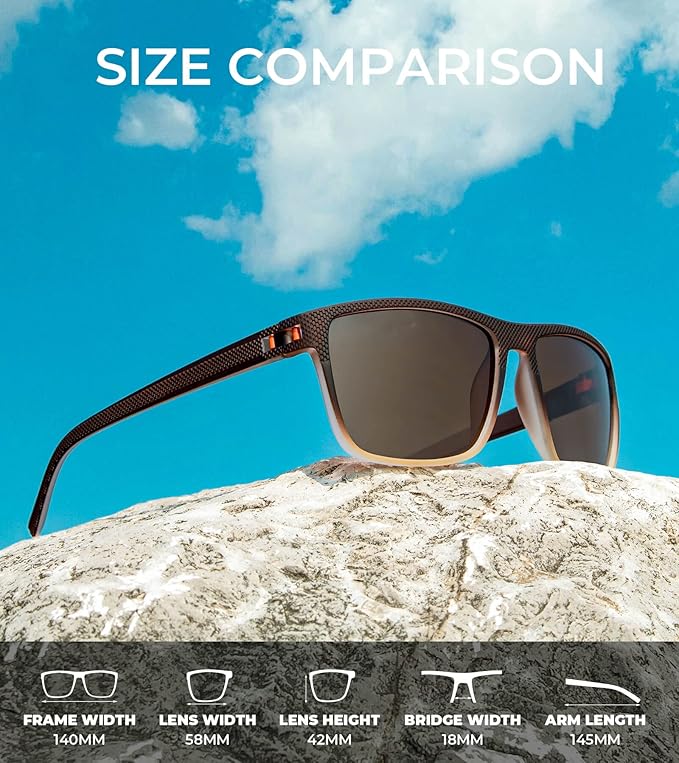 KALIYADI Polarized Sunglasses for Men, Lightweight Sun Glasses with UV Protection for Driving Fishing Golf