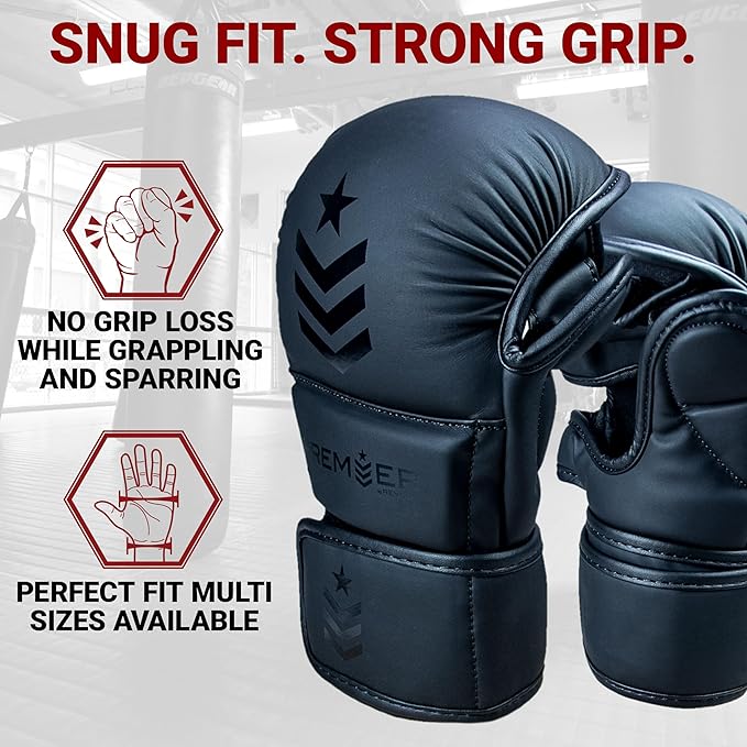 Revgear MMA Gloves Premier 7 Oz, MMA Sparring Gloves, Punching Gloves, Boxing Training Gloves, Heavy Bag Gloves for Men and Women, Strong Padding Protection and Grip