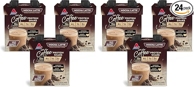 Atkins Mocha Latte Iced Coffee Protein Shake, 15g Protein, Low Glycemic, 4g Net Carb, 1g Sugar, Keto Friendly (Pack of 2)
