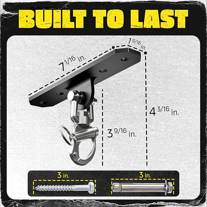 Yes4All Punching Bag Hanger, Stainless Steel Swivel Chain with 4 Snap Hooks for Heavy Bag, Gym Swing, Trapeze, and Hammock