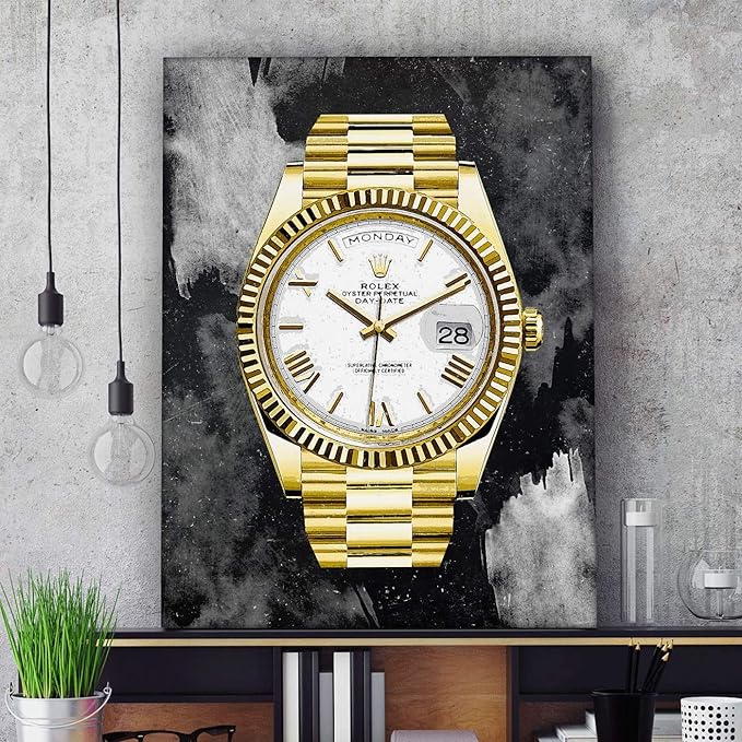SuccessHunters Luxury Gold Watch Canvas Print Office Wall Decoration Home Decor Modern Art Prints Inspiration Motivation Inspire Entrepreneur Quote Inspirational Motivational House Decal (18" x 12")