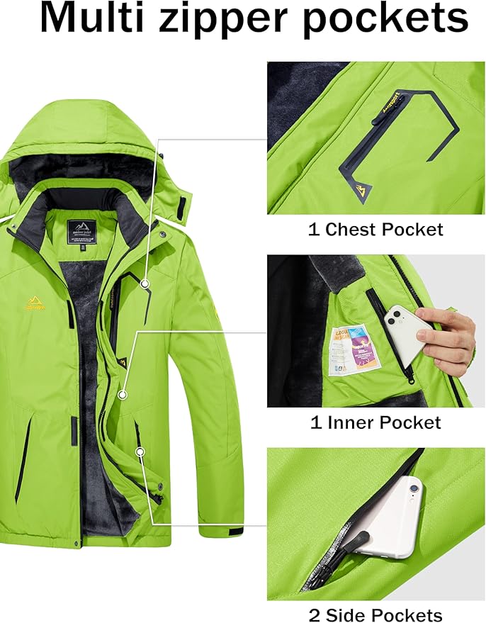 MAGCOMSEN Men's Winter Coats Water Resistant Ski Snow Jacket Warm Fleece Jacket Parka Raincoats With Multi-Pockets