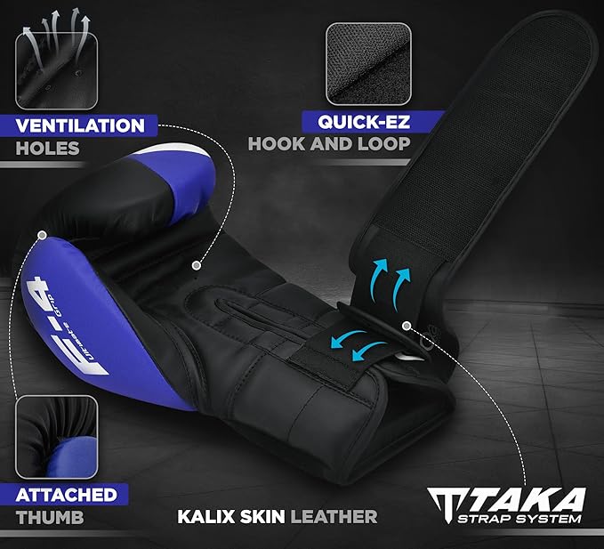 RDX Boxing Gloves, Maya Hide Leather Training Gloves for Muay Thai, Kickboxing, Sparring, Punch Bag, Punching Bag, Kickboxing Gloves, Martial Arts Training, Home Gym, Men, Women, 8 10 12 14 16 oz