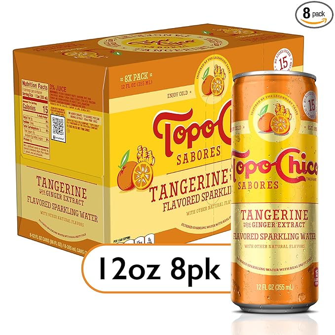 Topo Chico Sabores Tangerine with Ginger Extract 12oz 8pk