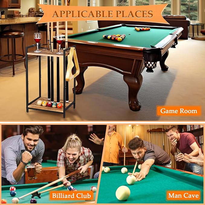 Pool Stick Holder - Freestanding Pool Cue Holder Floor Stand Wooden Cue Stick Holder 10-Hole Billiard Cue Racks for Game Room Billiard Room Decor Club Pool Table Accessories
