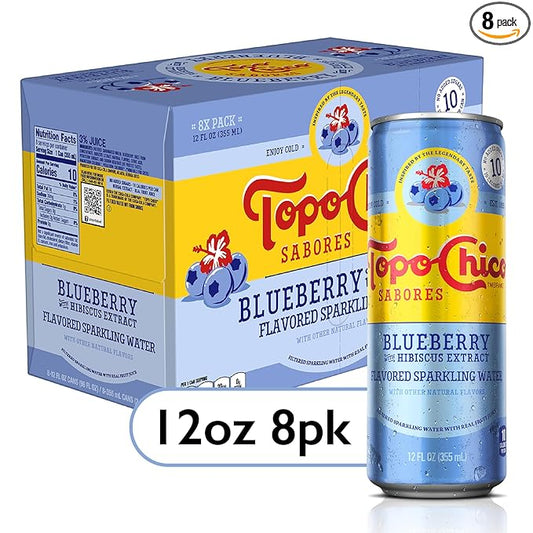 Topo Chico Sabores Blueberry with Hibiscus Extract 12oz 8pk