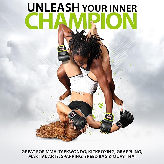 DXM SPORTS MMA Gloves for Men & Women, Martial Arts Bag Gloves, Kickboxing Gloves with Open Palms, Boxing Gloves for Punching Bag, Sparring, Muay Thai, MMA