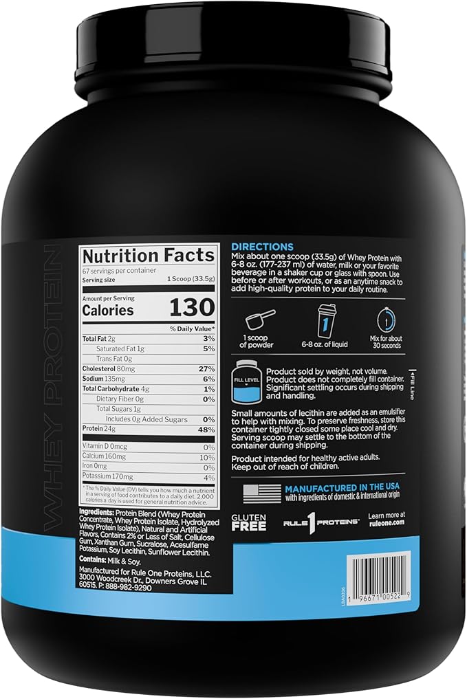 Rule 1 Whey Protein – 24g Fast-Acting Protein from All-Whey Sources with Naturally Occurring EAAs & BCAAs for Workout Recovery or Anytime Use (5 Pounds*, Campfire S'Mores)