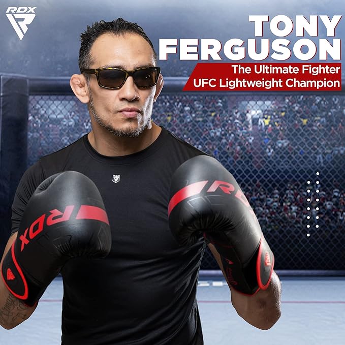 RDX Boxing Gloves, Pro Training Sparring, Maya Hide Leather, Muay Thai MMA Kickboxing, Men Women Adult, Heavy Punching Bag Focus Mitts Pads Workout, Ventilated Palm, Multi Layered, 8 10 12 14 16 18 Oz