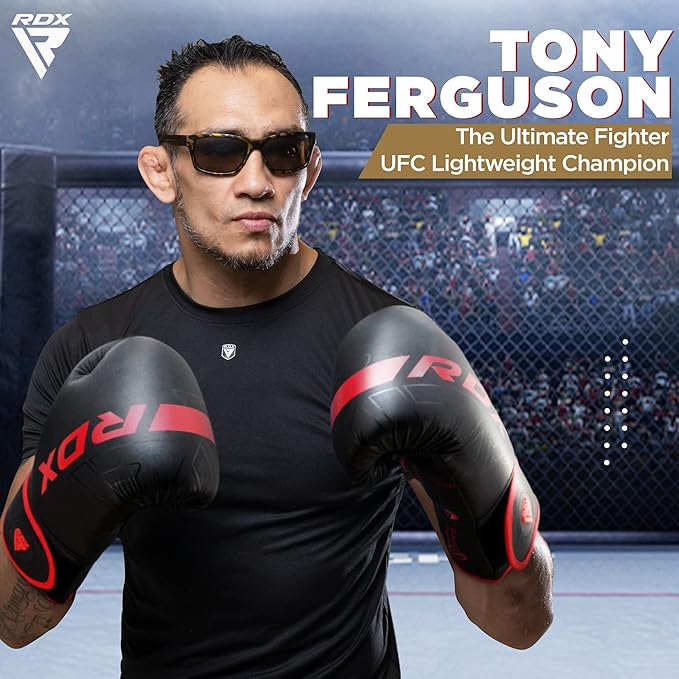 RDX Boxing Gloves, Pro Training Sparring, Maya Hide Leather, Muay Thai MMA Kickboxing, Men Women Adult, Heavy Punching Bag Focus Mitts Pads Workout, Ventilated Palm, Multi Layered, 8 10 12 14 16 18 Oz