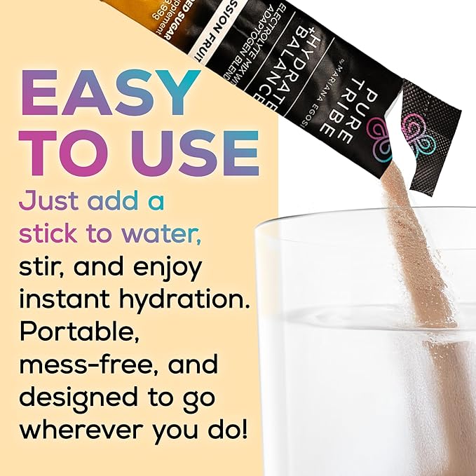 Electrolytes Powder Packets - Sugar Free Hydration Powder Drink Mix Loaded with 6 B Vitamins & Minerals - Energy Drink for Muscle and Mood Support - Passion Fruit Flavor - 30 Servings