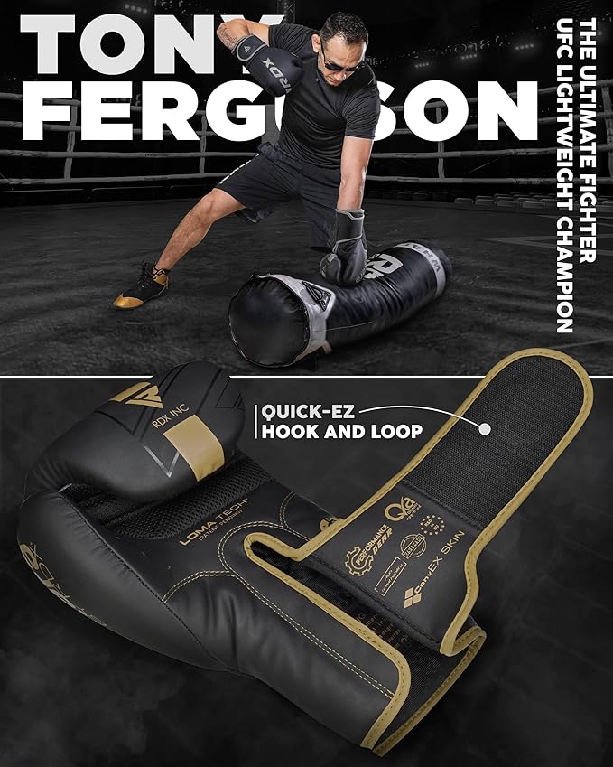 RDX Boxing Gloves, Pro Training Sparring, Maya Hide Leather, Muay Thai MMA Kickboxing, Men Women Adult, Heavy Punching Bag Focus Mitts Pads Workout, Ventilated Palm, Multi Layered, 8 10 12 14 16 18 Oz