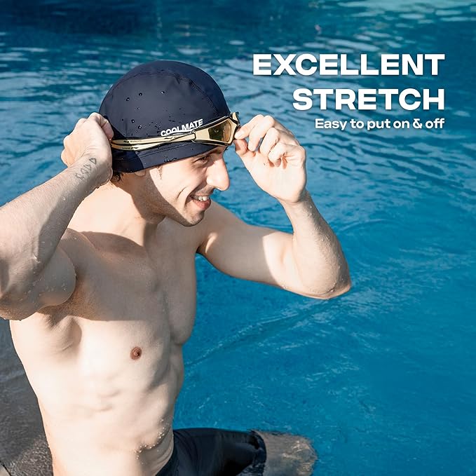COOLMATE Fabric Swim Cap for Adult Women Men Kid 3 4 6 8 14 16, Silicone Water Resistant Layer, Cloth Swim Cap Gifts for Swimmers, Lightweight for Pool, Lap Swimming (1 pc)