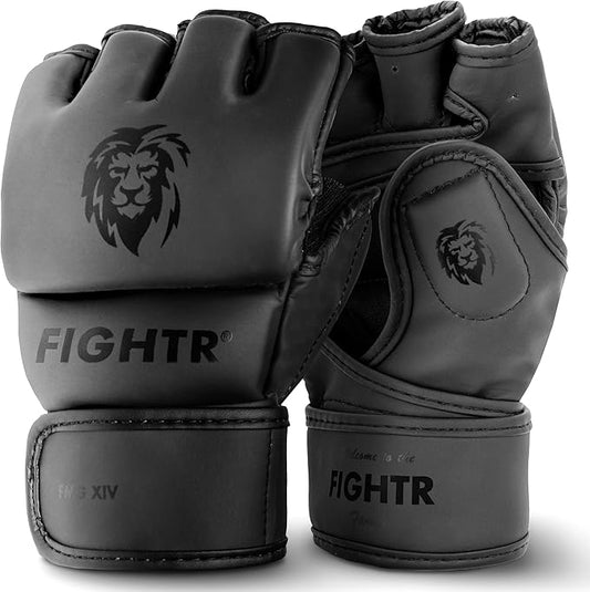 FIGHTR® Pro MMA Gloves for Grappling Sparring Training, Kickboxing Martial Arts Muay Thai Punching Bag Mitt Training Boxing for Men and Women | incl. Carrying Bag