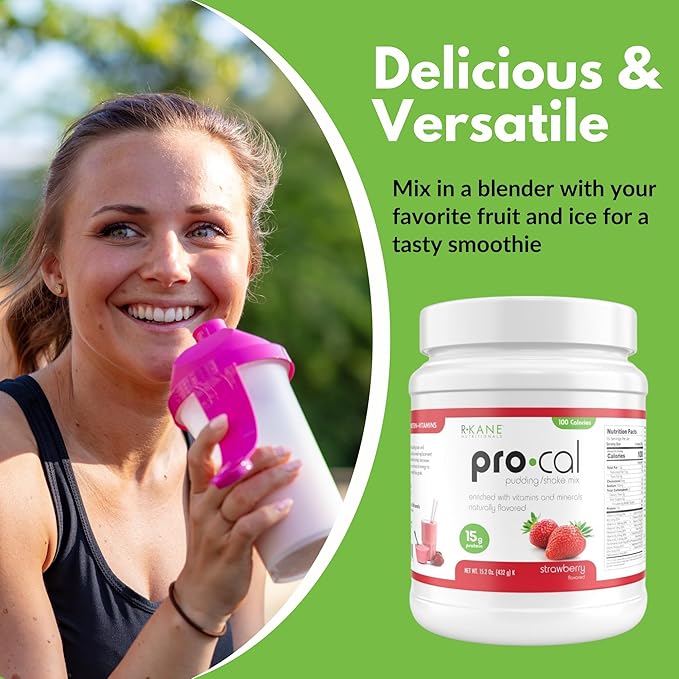 Pro-Cal Strawberry Meal Replacement Powder, 16.4 oz – High Protein, Low Calorie Shake & Pudding Mix – 16 Servings, Delicious & Easy to Prepare – Supports Healthy Weight Management (15.2oz, Strawberry)