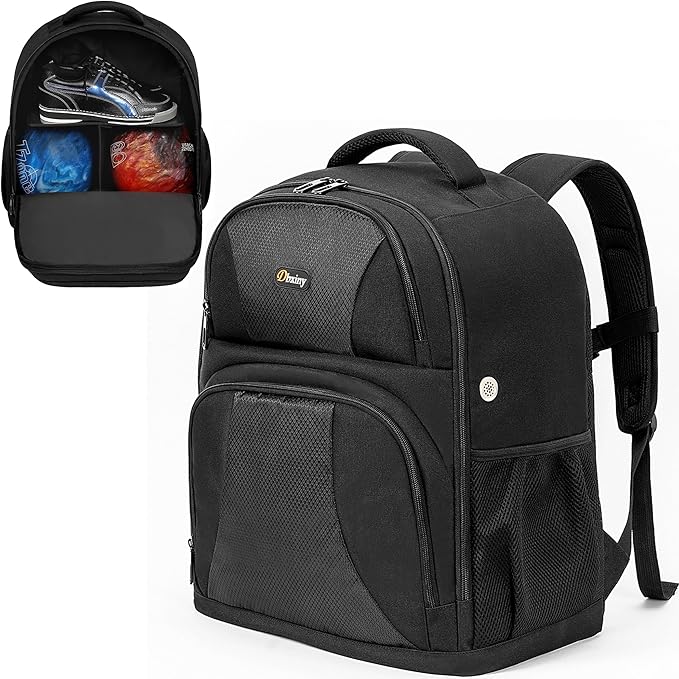 2 Ball Bowling Backpack, Bowling Ball Bag Backpack for Two Balls, Shoes up to Size 15 and Accessories