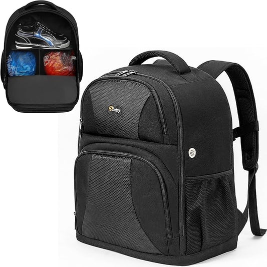 2 Ball Bowling Backpack, Bowling Ball Bag Backpack for Two Balls, Shoes up to Size 15 and Accessories