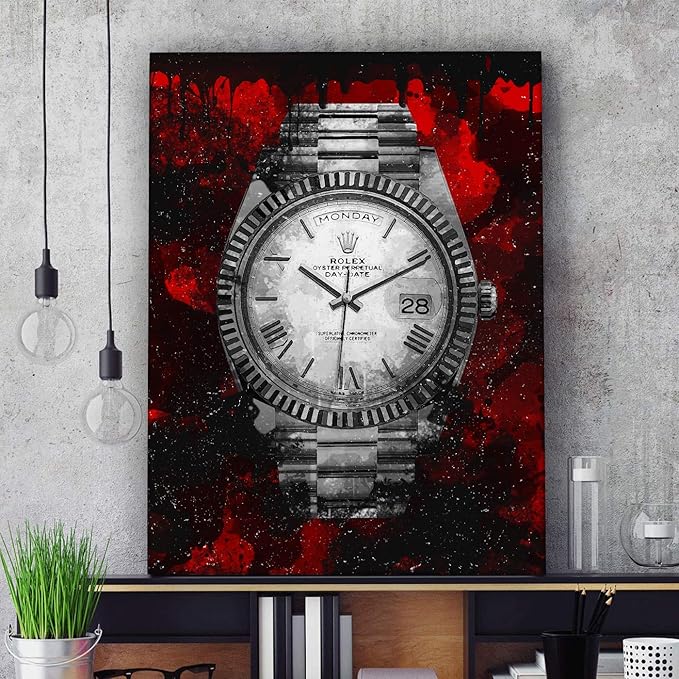 Luxury Watch Canvas Print Office Wall Decor Modern Art Pop Culture Decoration Inspiration Clock Timer Prints Framed Arts Walls Furniture (48" x 36")