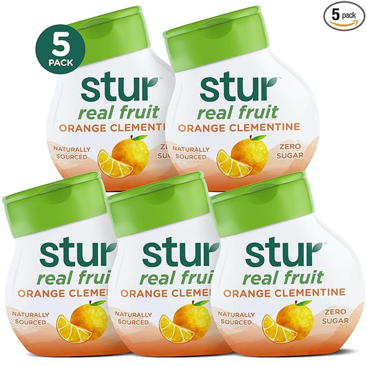 Stur Liquid Water Enhancer | Orange Clementine | Sweetened with Stevia | High in Vitamin C & Antioxidants | Sugar Free | Zero Calories | Keto | Vegan | 5 Bottles, Makes 120 Drinks