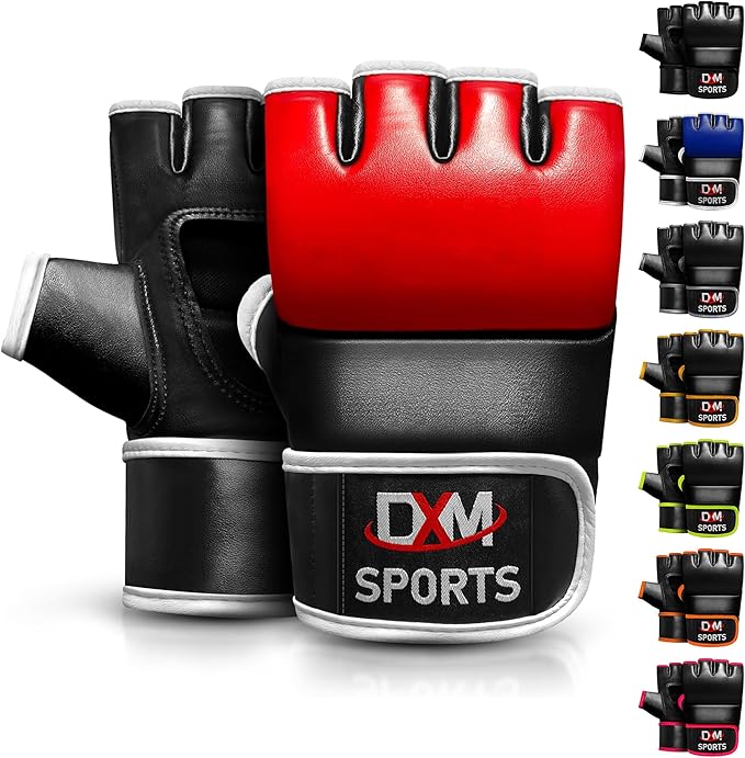 DXM SPORTS MMA Gloves for Men & Women, Martial Arts Bag Gloves, Kickboxing Gloves with Open Palms, Boxing Gloves for Punching Bag, Sparring, Muay Thai, MMA