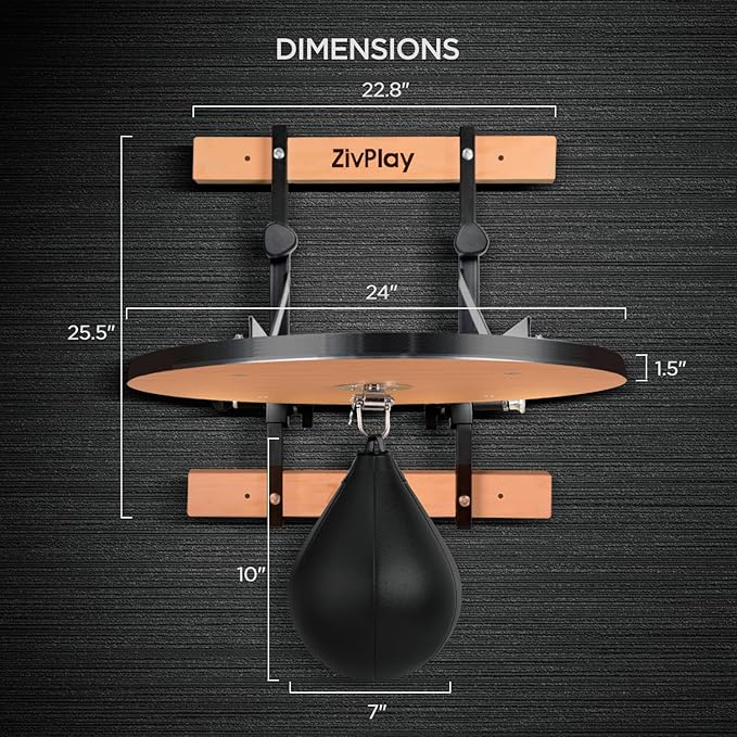 Speed Bag Platform Speed Bag Stand for Boxing Punching Practice Includes Height Adjustable Mount Speedbag and Air Pump 360° Swivel 24 Inch Board