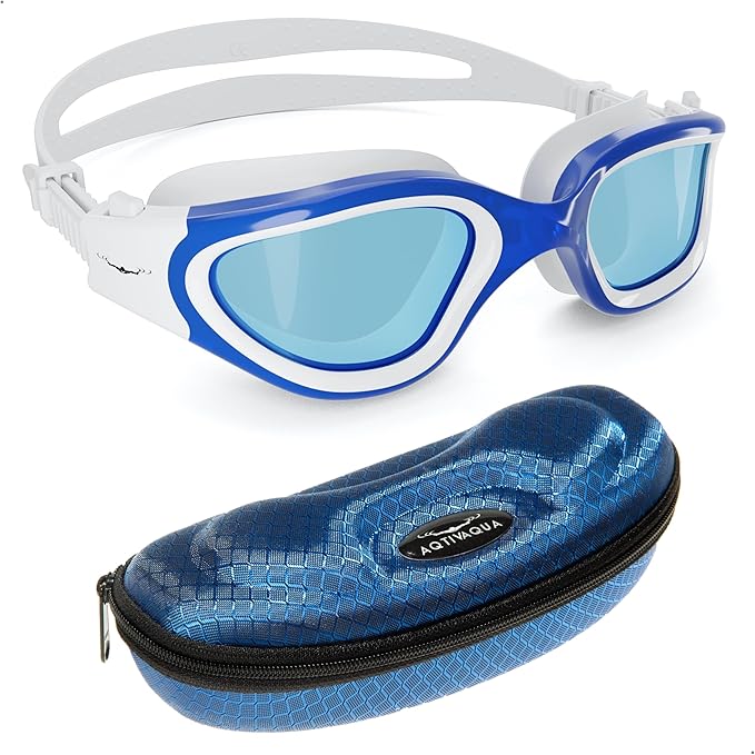 AqtivAqua Swimming Goggles, DX Wide View Swim Goggles for Adult Men Women, Anti Fog No Leaking