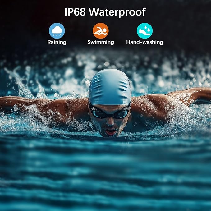 Ring Health Tracker for Women Men, Fit Ring with Heart Rate, Blood Oxygen, Sleep Monitor, Calories, Step Counter, IP68 Waterproof Smart Ring for iPhone & Android, No Subscription Fee (Black, 10#)