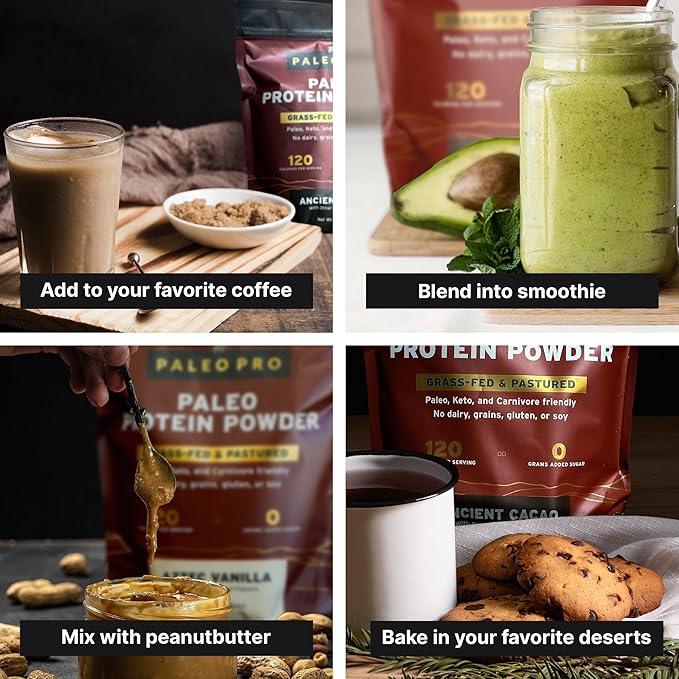 PaleoPro Protein Powder Grass-Fed, Pastured, Cage-Free Protein | Gluten & Dairy Free. No Sugar, Soy, Grains or Net Carbs | Paleo & Keto Friendly - 15 Servings (16 oz, Plain)