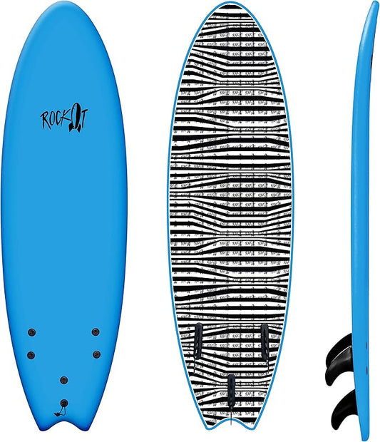 Rock-It 6' Albert Performance Fish Soft Top Surfboard Surf Board, Foam Surfboard, Kids Surfboard, Adult Surfboard, Tabla De Surf, Beginner Surfboard